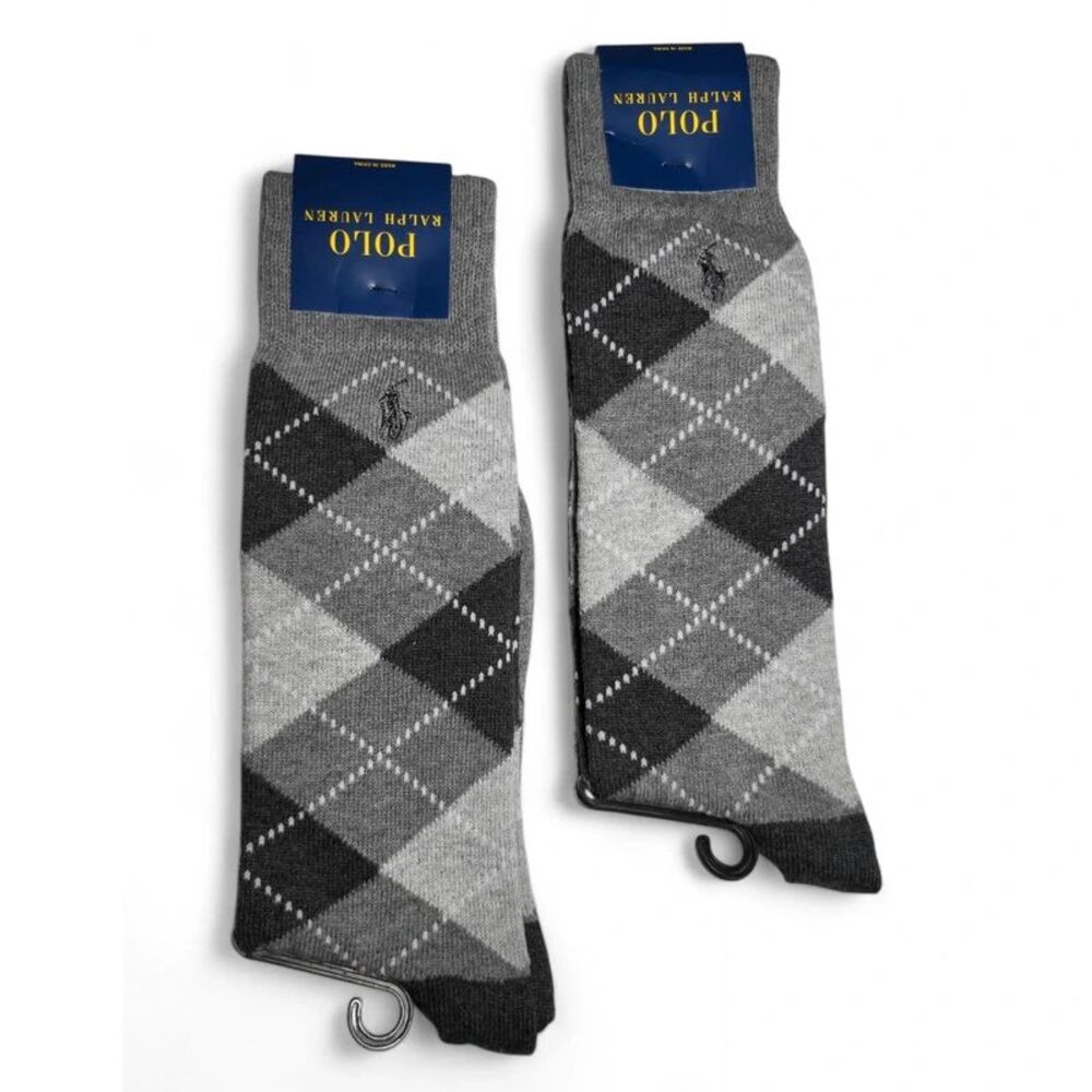 NWT Polo Ralph Lauren Argyle 2-Pk Trouser Dress Socks Men's Size 10-13